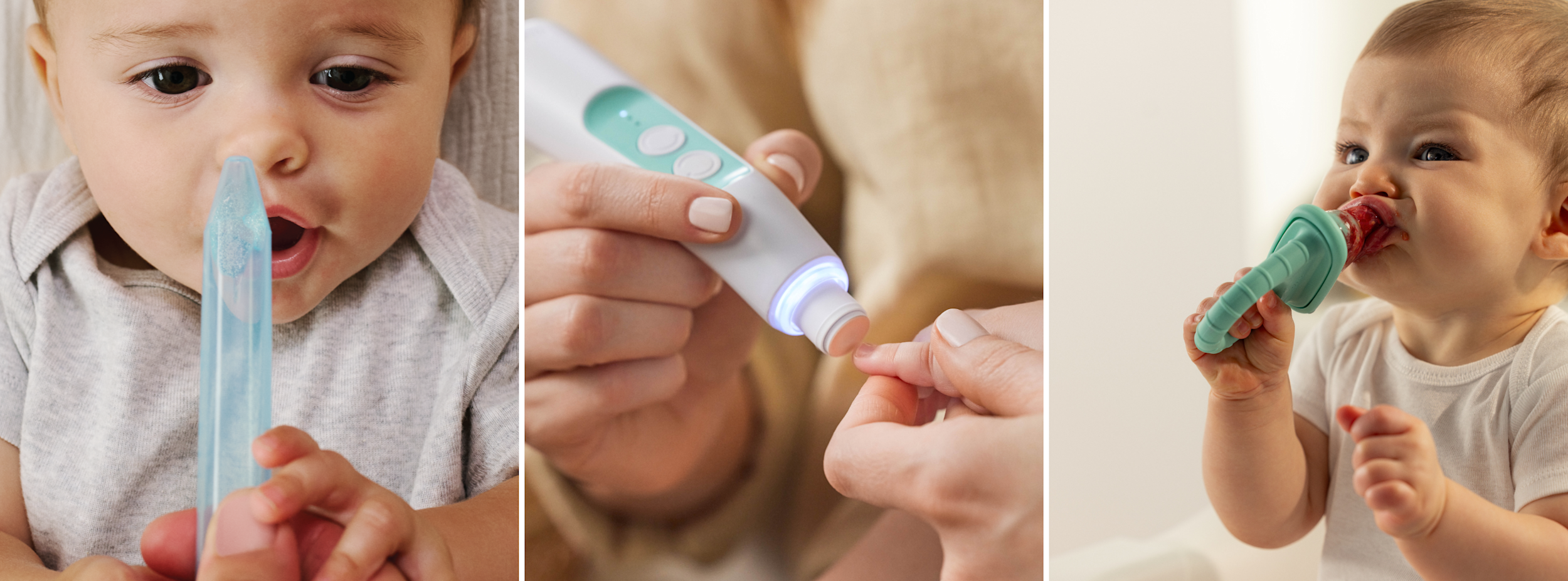 Fotografier på barn som använder Frida Babys produkter